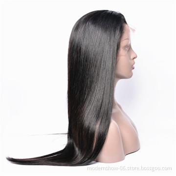 Factory Wholesale Cuticle Aligned Unprocessed Natural Color Brazilian Virgin Remy Human Hair Transparent Full Lace Wig Straight
